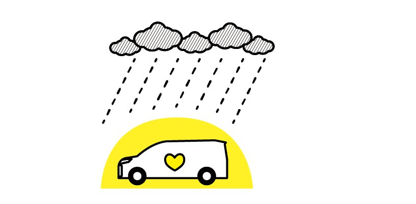 車が災害から守られているイメージイラスト