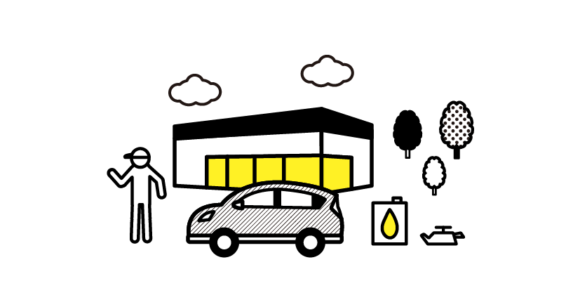 ステーションに車があるイラストイメージ